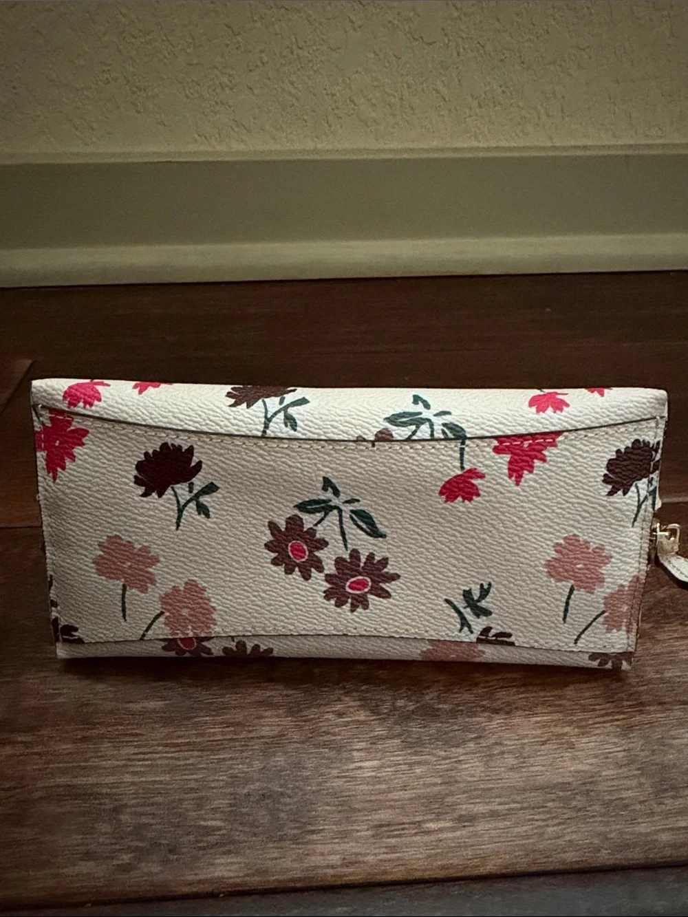 Coach Floral Leather Cosmetic Bag Pouch